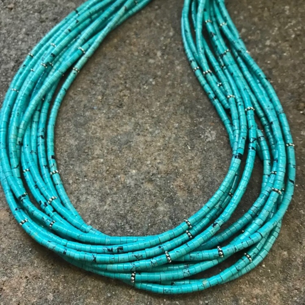 Sterlingsilver Multi Strand Turquoise Beadnecklace - image 7